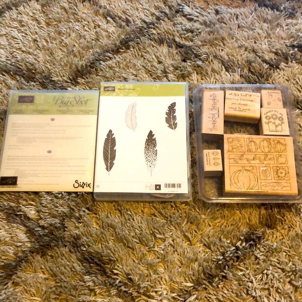 Stampin up-feathers and thankful